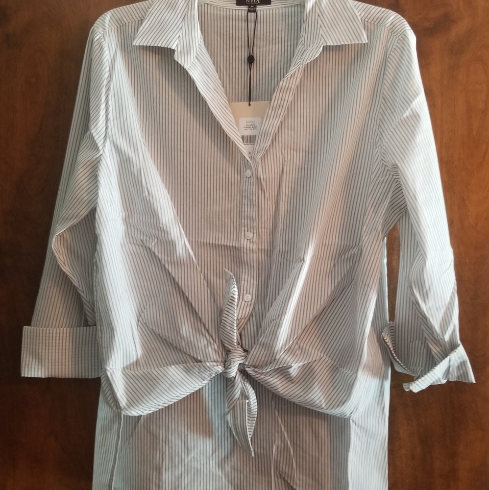 NYDJ Classic Striped Shirt Size M NWT